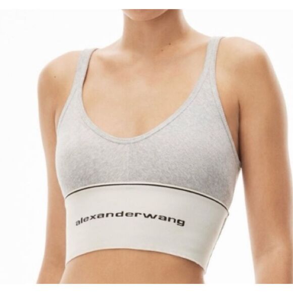 Alexander Wang size M women’s logo elastic ribbed bra Cotton - EUC - Picture 1 of 9